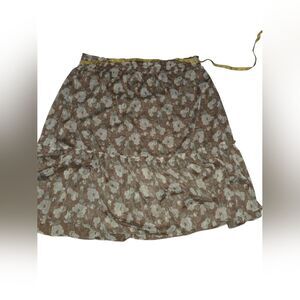 Lauren Conrad Floral Tan& Gold Shimmer Thread Full Elastic Waist Skirt SIZE 4X